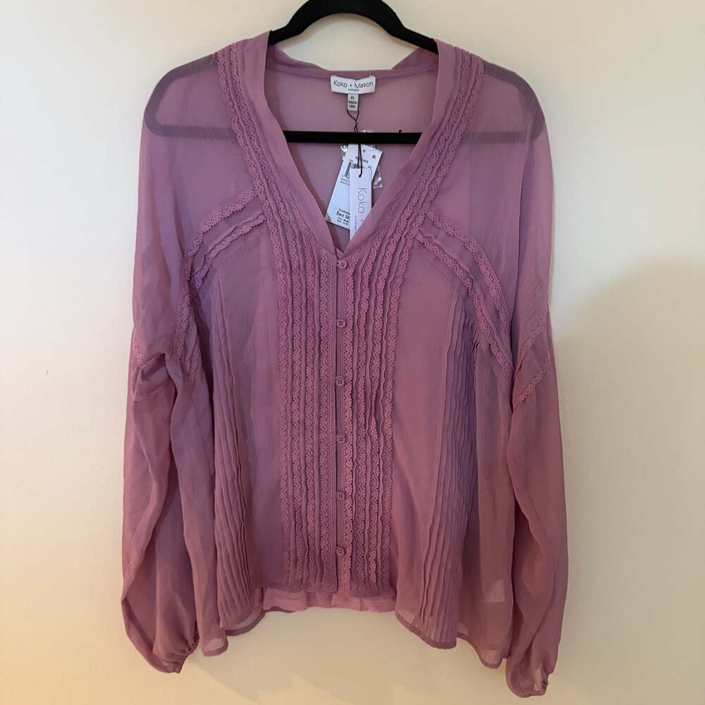 Koko + Mason Printed Long Sleeve Top new with tags XL